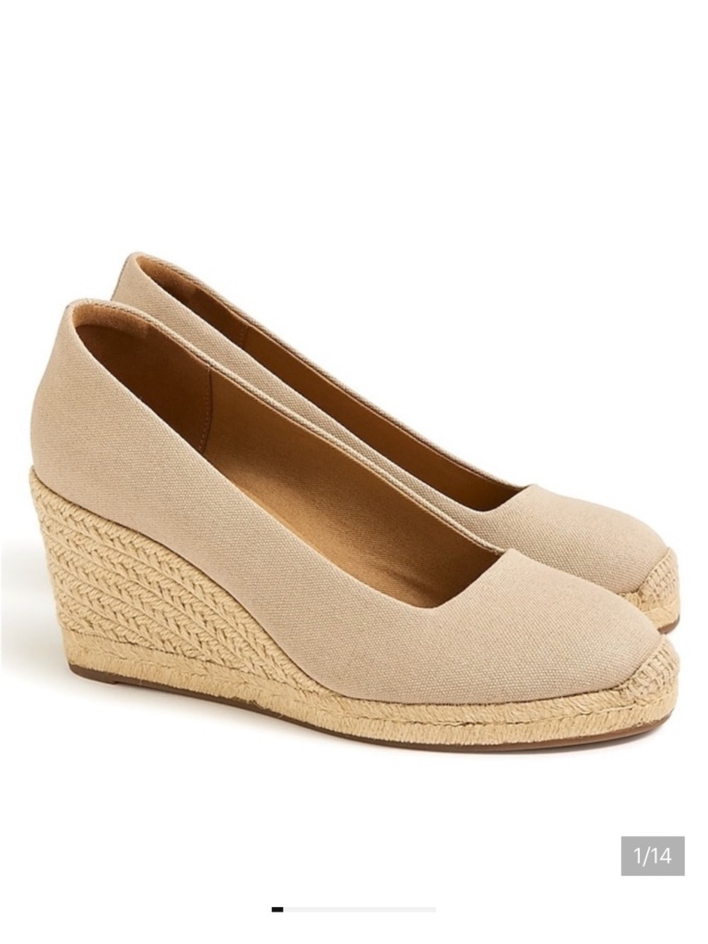 NWT J.Crew Factory Tan Canvas Wedge Espadrille Shoes size 8.5